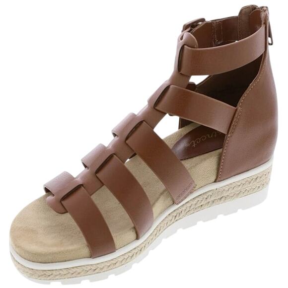 EASY STREET Simone Gladiator Platform Wedge Sandals in Cognac Size 11 New in Box - Picture 3 of 10